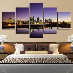 city building 30 nature 5 pieces canvas wall art, large framed 5 panel canvas wall art