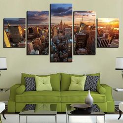 city building 32 nature 5 pieces canvas wall art, large framed 5 panel canvas wall art