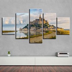 city building 35 nature 5 pieces canvas wall art, large framed 5 panel canvas wall art