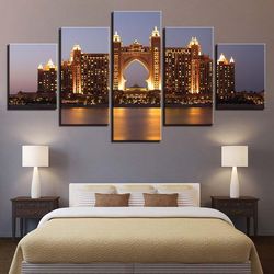 city building 4 nature 5 pieces canvas wall art, large framed 5 panel canvas wall art