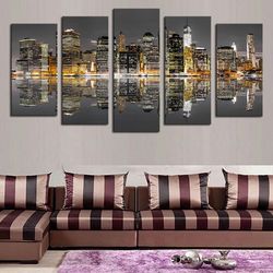 city building 40 nature 5 pieces canvas wall art, large framed 5 panel canvas wall art