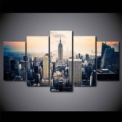 city building 41 nature 5 pieces canvas wall art, large framed 5 panel canvas wall art