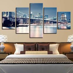 city building 7 nature 5 pieces canvas wall art, large framed 5 panel canvas wall art