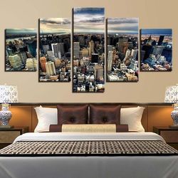 city building 8 nature 5 pieces canvas wall art, large framed 5 panel canvas wall art
