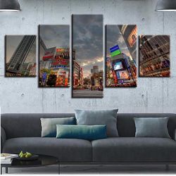 city building landscape nature 5 pieces canvas wall art, large framed 5 panel canvas wall art