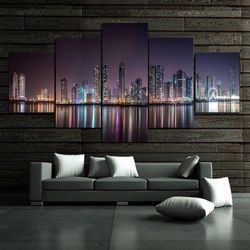 city construction scenery nature 5 pieces canvas wall art, large framed 5 panel canvas wall art