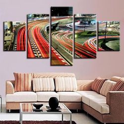 city highway night nature 5 pieces canvas wall art, large framed 5 panel canvas wall art