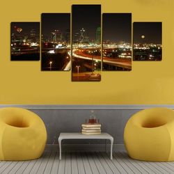 city in shine nature 5 pieces canvas wall art, large framed 5 panel canvas wall art