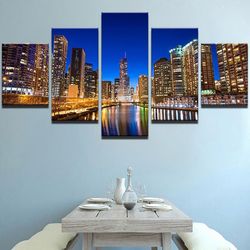 city scenery nature 5 pieces canvas wall art, large framed 5 panel canvas wall art