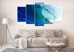 coastal ocean seascape nature 5 pieces canvas wall art, large framed 5 panel canvas wall art