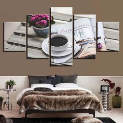 coffee 22 nature 5 pieces canvas wall art, large framed 5 panel canvas wall art