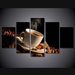 coffee beans 1 nature 5 pieces canvas wall art, large framed 5 panel canvas wall art
