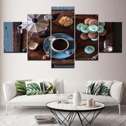 coffee cup nature 5 pieces canvas wall art, large framed 5 panel canvas wall art