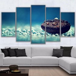 coffee dreamy bean nature 5 pieces canvas wall art, large framed 5 panel canvas wall art