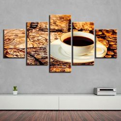 coffee nature 5 pieces canvas wall art, large framed 5 panel canvas wall art