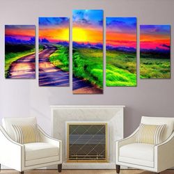 colorful sunset nature 5 pieces canvas wall art, large framed 5 panel canvas wall art