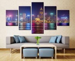 dallas city view nature 5 pieces canvas wall art, large framed 5 panel canvas wall art