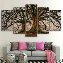 dead tree nature 5 pieces canvas wall art, large framed 5 panel canvas wall art