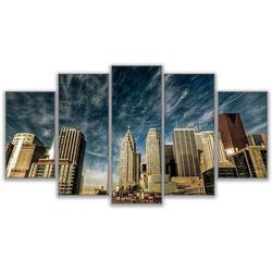 downtown toronto city view nature 5 pieces canvas wall art, large framed 5 panel canvas wall art