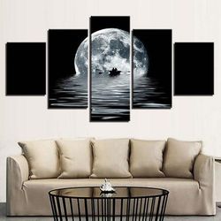 edge of the moon nature 5 pieces canvas wall art, large framed 5 panel canvas wall art