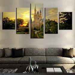 european city nature 5 pieces canvas wall art, large framed 5 panel canvas wall art