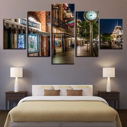 european city night nature 5 pieces canvas wall art, large framed 5 panel canvas wall art