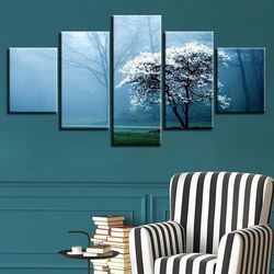 flower tree nature 5 pieces canvas wall art, large framed 5 panel canvas wall art