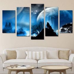 full moon nature 5 pieces canvas wall art, large framed 5 panel canvas wall art