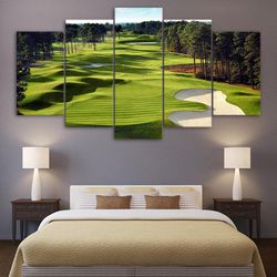 golf course landscape 5 pieces canvas wall art, large framed 5 panel canvas wall art