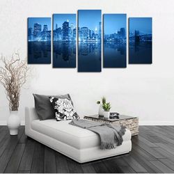 green city nature 5 pieces canvas wall art, large framed 5 panel canvas wall art
