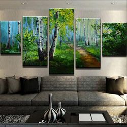 in to the woods nature 5 pieces canvas wall art, large framed 5 panel canvas wall art