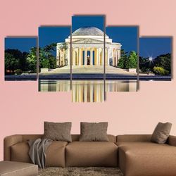 jefferson memorial in washington dc nature 5 pieces canvas wall art, large framed 5 panel canvas wall art