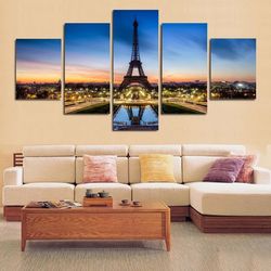 landscape eiffel nature 5 pieces canvas wall art, large framed 5 panel canvas wall art