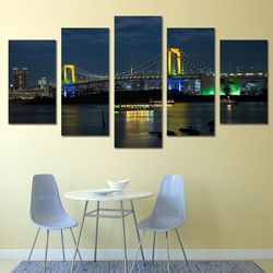 landscape modern city nature 5 pieces canvas wall art, large framed 5 panel canvas wall art
