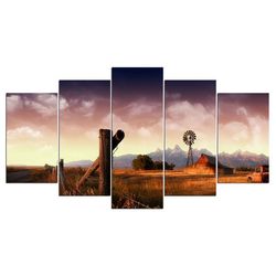 landscape safari nature 5 pieces canvas wall art, large framed 5 panel canvas wall art