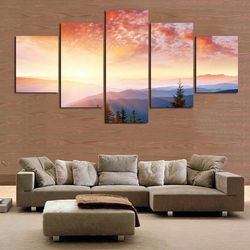 landscape sunrise nature 5 pieces canvas wall art, large framed 5 panel canvas wall art