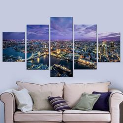 london city nature 5 pieces canvas wall art, large framed 5 panel canvas wall art