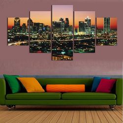 london city scenery nature 5 pieces canvas wall art, large framed 5 panel canvas wall art