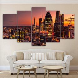 london city view large 2 nature 5 pieces canvas wall art, large framed 5 panel canvas wall art