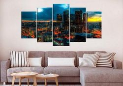 los angeles california large nature 5 pieces canvas wall art, large framed 5 panel canvas wall art