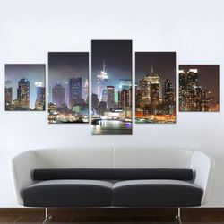 los angeles city nature 5 pieces canvas wall art, large framed 5 panel canvas wall art