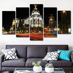madrid city nature 5 pieces canvas wall art, large framed 5 panel canvas wall art