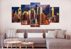 manhattan new york large nature 5 pieces canvas wall art, large framed 5 panel canvas wall art