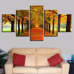 maple trees nature 5 pieces canvas wall art, large framed 5 panel canvas wall art