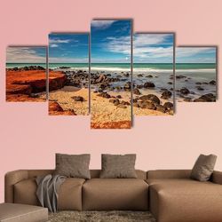 maui red dirt at baby beach nature 5 pieces canvas wall art, large framed 5 panel canvas wall art