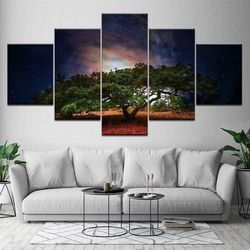 millennium tree home decor galaxy nature 5 pieces canvas wall art, large framed 5 panel canvas wall art