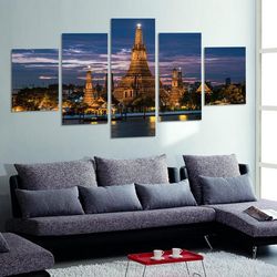 modern city life nature 5 pieces canvas wall art, large framed 5 panel canvas wall art