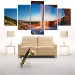 modern city nature 5 pieces canvas wall art, large framed 5 panel canvas wall art