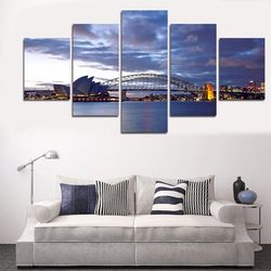 modern seascape nature 5 pieces canvas wall art, large framed 5 panel canvas wall art