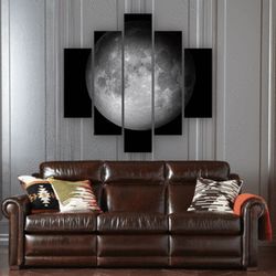 moon 2 nature 5 pieces canvas wall art, large framed 5 panel canvas wall art